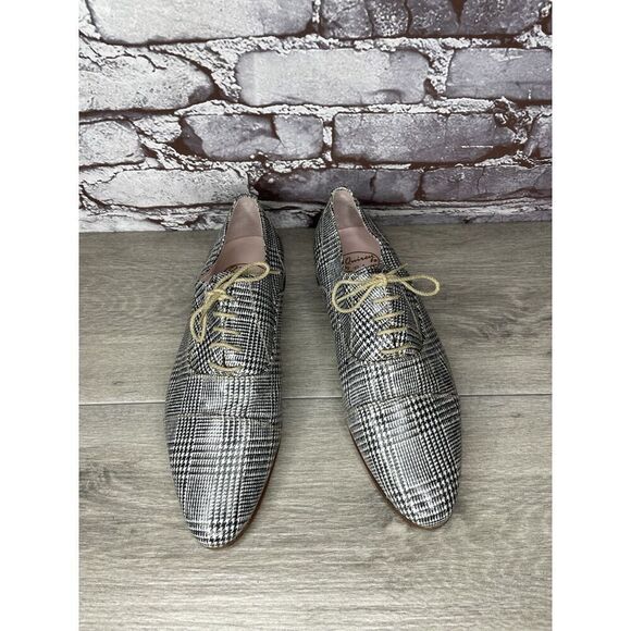 O'Quincy by Jan Palmen White Black Plaid Lace Up Oxfords Shoes Women 41EU/10.5US - Picture 14 of 16